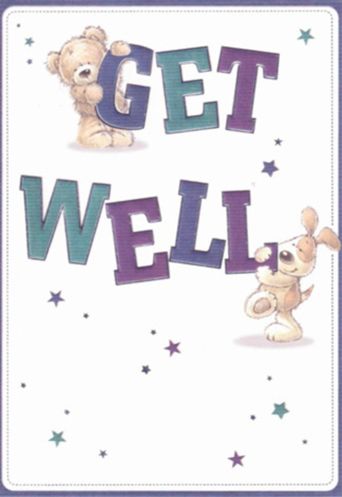 Embodying the gentle encouragement and caring heart of De Beauvoir Town, this get well card offers visual comfort much like a hand-delivered bouquet from a trusted local florist. The card's focus rests on two endearing figures-a plush, chocolate-brown bear with delicate brushstrokes that create a fluffed, cuddly appearance, and an exuberant puppy whose velvety ears frame its bright, hopeful face. Dancing subtly in the clean, pale background are scattered stars in hues of lilac, deep blue, and shimmering teal, casting playful shadows reminiscent of fairy lights twinkling above De Beauvoir Road on a quiet evening. The typography-a bold blend of purples and aquas-anchors the scene; the letters themselves seem to buoy the characters, transforming a simple message into a tiny celebration. Every line and colour feels methodically chosen, reflecting the tender care with which each get well bouquet is crafted at local shops like De Beauvoir Town Flowers. A sense of loving reassurance pervades the card, its elements coming together with the deliberate grace of flowers arranged in a vase-intended to uplift, heal, and brighten spirits, no matter the recipient's age or story. This illustrated greeting, filled with textural and emotional nuance, is the sort of expressive gesture cherished among neighbours and friends in N1.