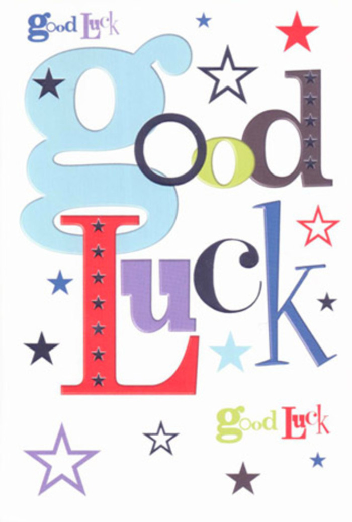 With charismatic verve, this luck-themed card bursts to life, echoing the lively creative pulse of De Beauvoir Town. Each letter is handpicked for character: spacious, dreamy blue forms stretch beside slender, inky blacks and jubilant reds, the entire phrase animated by a scattering of bright, multi-sized stars. The vivid palette-cool ceruleans, mossy greens, deep violets-captures the energy of a neighbourhood gathering in De Beauvoir Square, where every shade and voice is celebrated. White negative space lets the cheerful fonts and playful stars breathe, reminiscent of the calm moments strolling along Regents Canal after a flurry of local activity. Touching the smooth, sturdy card is akin to experiencing the freshness of hand-selected blooms from De Beauvoir Town Flowers-solid, comforting, and filled with hope. This card cheers from the sidelines, much like supportive neighbours rooting for each other's milestones, its design promising that with every step into the unknown, luck walks with you. The composition radiates genuine belief and the infectious optimism of De Beauvoir, ready to accompany a cherished friend or loved one on their new journey.